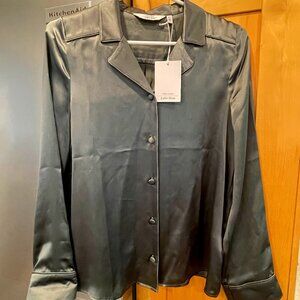 100% Silk blouse, NWT, & Other Stories, XS, Mineral green
